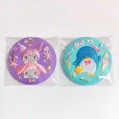 サンリオ 刺繍缶バッジ マイメロ クロミ タキシードサム