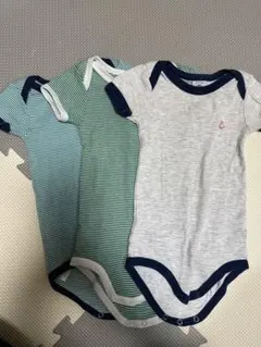 PETIT BATEAU ストライプ半袖ボディスーツ3点セット