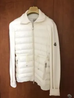 モンクレール ニット×ダウン カーディガン レディース ホワイト　サイズ3