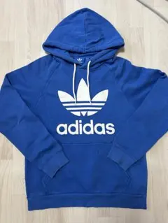adidas originals  青 ロゴパーカー 古着