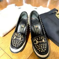 希少美品★GUCCI★60周年記念タグ ホースビット×スタッドパンプス37サイズのサムネイル