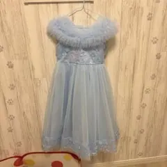 ライトブルー チュールドレス 花柄刺繍 スパンコールのサムネイル
