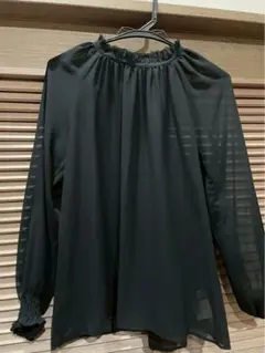 シースルー黒長袖ブラウス