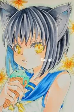 猫耳少女　自作イラスト