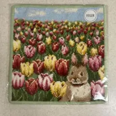 FEILER コスメキッチン　コラボ　チューリップラビット　ハンカチ　グリーン