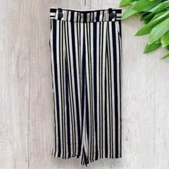 ZARA TRF ザラ ワイドパンツ イージーパンツ M ストライプ柄 総柄