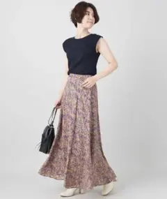 GALLARDAGALANTE 花柄　ロングスカート　フレアスカート　パープル