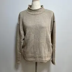 Samansa Mos2 blue ベージュ ハイネック ニット 長袖