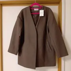 SELKEYS モカ ノーカラージャケットアウター　L