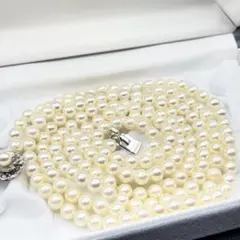 【テリ強】あこや本真珠 パール ネックレス ロング 多重巻き 約6.5mm SV