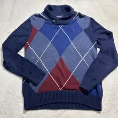 【古着】Tommy Hilfiger アーガイル柄ショールカラーセーター