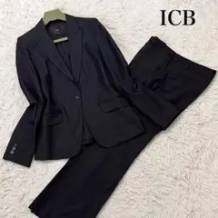 ✨美品✨アイシービー　スーツ　高級ライン　ストライプ　光沢　ネイビー　希少サイズ