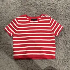 ZARA半袖ストライプ柄半袖トップス