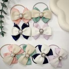 No.15 2個セット！ビジュ付きリボンヘアゴム