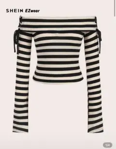 SHEIN オフショルダー ストライプ トップス