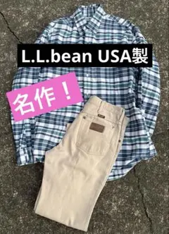 希少L.L.Bean 長袖チェックシャツ Mサイズ　80〜90年代美品　USA製