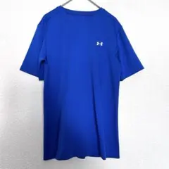 アンダーアーマー メンズ 半袖 Tシャツ ブルー ロゴプリント L スポーツ