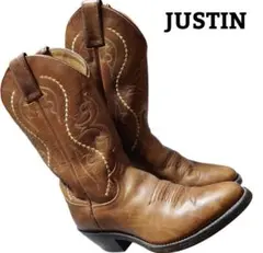 l*+様 JUSTIN本革ミドル ブラウン ウエスタンブーツ