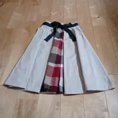 フレアスカート ベージュ チェック柄