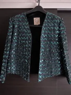 【美品】pierre cardin スパンコールジャケット 11号 華やかのサムネイル