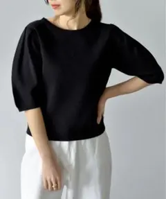 Re:EDIT 春ニット　パフスリーブ半袖ニットトップス