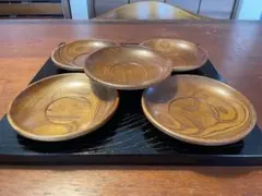 【未使用】茶托 5枚セット コースター 和食器　天然木