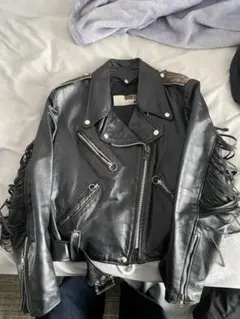 【希少】70s〜80s BROOKS 本革ライダースジャケット　フリンジ付き