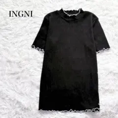 イング リブハイネックメロー半袖トップス Tシャツ カットソー パイピング 配色
