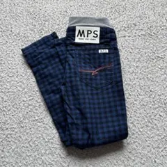MPS ネイビー チェック 長ズボン