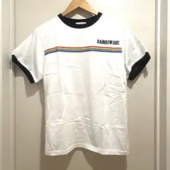 【新品】W♡C レインボーライン リンガーTシャツ ホワイトのサムネイル