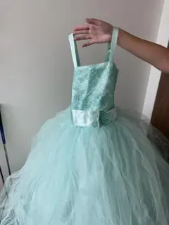 ミントグリーン チュールドレス　パニエ付き