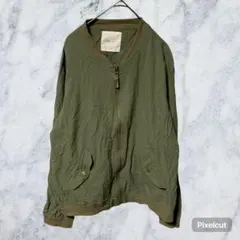 J428 セポ cepo テンセル混 ノーカラー ブルゾン カーキ Lミリタリー