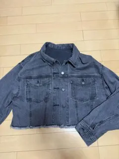 クロップド丈 デニムジャケット ブラック