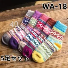 WA18 厚手 登山 5足組 ソックス色セット本指靴下秋冬靴下レディー(0xS1
