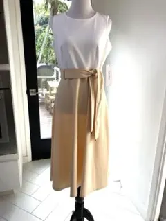 新品 カルバンクライン ノースリーブワンピース ホワイト/ベージュ 6P M