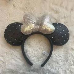 ディズニーランド　ディズニーシー　カチューシャ 黒と白　キルティング