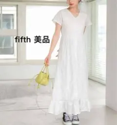 美品さ上品fifth コットン花柄刺繍シャツロングワンピース