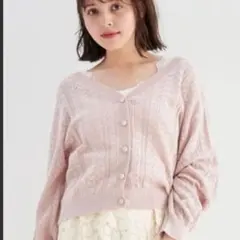 【MAJESTIC LEGON】美品　バックリボンアイレット柄カーディガン　Mのサムネイル