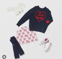 Jack Bunny ハート柄 セーター・スカートセット　サイズ1