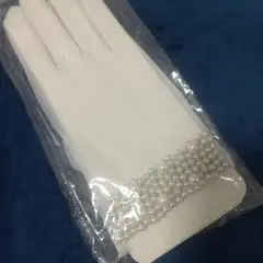 ウェディンググローブ ショート ホワイト パール装飾 レース 右左1組 未使用