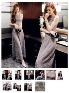 パーティードレス　結婚式　ワンピース　ロング丈　Aライン　お呼ばれドレス