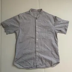【美品】 BEAUTY&YOUTH ストライプ バンドカラー シャツ Lサイズ