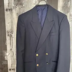 紺ブレ　ブレザー　ダブルジャケット　金ボタン　M　ネイビー