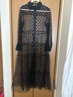 ZARA シースルードット柄ワンピース L 黒
