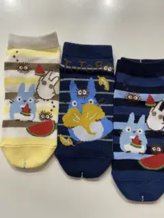 トトロキャラクターソックス3足セット23〜25cm