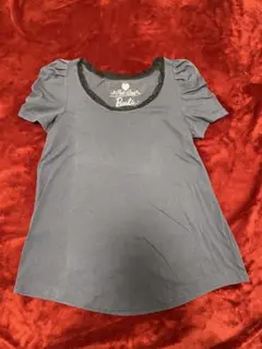 【Barbie】バービー レース襟 バックリボン Tシャツ M 紺 パフスリーブ
