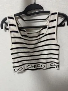 CHICO ストライプ リブタンクトップ F