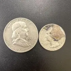 【銀貨】ハーフダラー　1958 クォーターダラー 1964 セット Yahoo!オークション - 「ハーフダラー 1958」の落札相場・落札価格