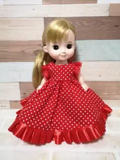 メルちゃん♡ソランちゃん♡ノースリーブドレス♡赤ドット