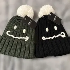 値下げニット帽 2色セット グリーン ブラック